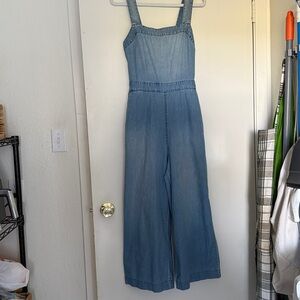 Madewell Denim Apron Bow Back Jumpsuit